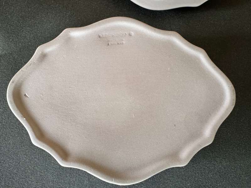 Lilac Wedgwood Jasperware Oval Boat shaped Dish with lid