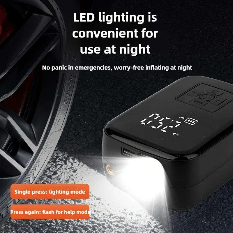 Portable Air Compressor Tire Inflator with LED Light | Rechargeable