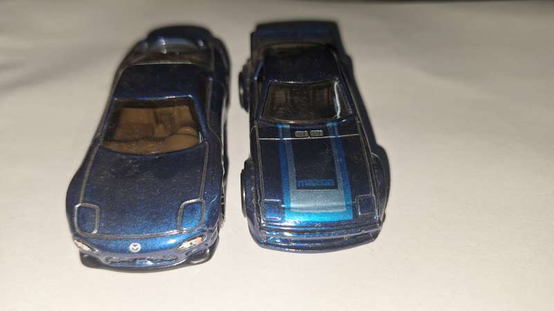 Hot Wheels Mazda RX7 Blue  X2- Then and Now