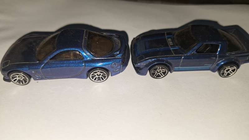 Hot Wheels Mazda RX7 Blue  X2- Then and Now