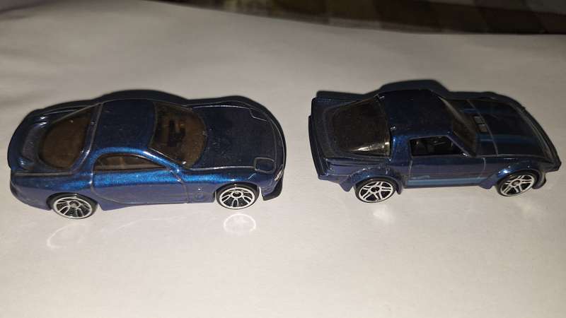 Hot Wheels Mazda RX7 Blue  X2- Then and Now