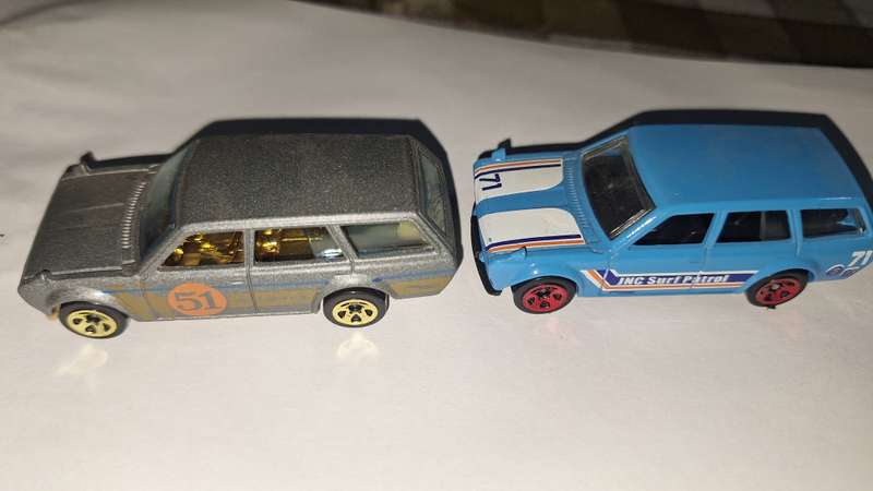 Hot Wheels Mazda - Datsun Bluebird Wagon  Loose lot of 2- Blue and Silver