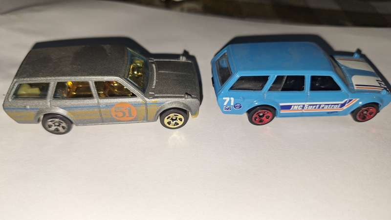 Hot Wheels Mazda - Datsun Bluebird Wagon  Loose lot of 2- Blue and Silver