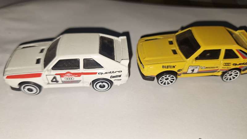 Hot Wheels lot of 2 Audi Sport Quattro - White and Yellow