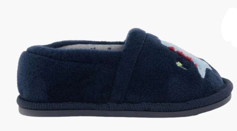 Navy Dino Embroidery Infants Stokie Slippers