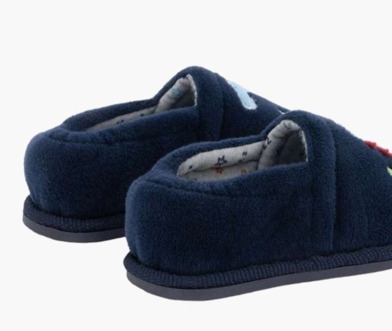 Navy Dino Embroidery Infants Stokie Slippers