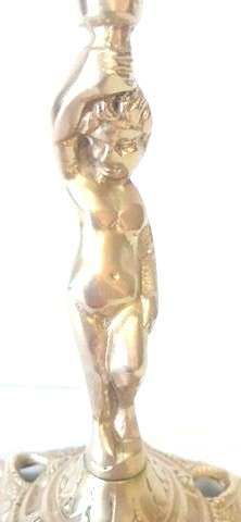 Vintage brass cherub candle holder
