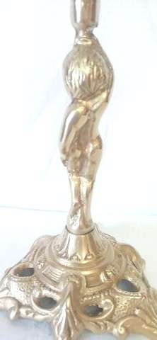 Vintage brass cherub candle holder