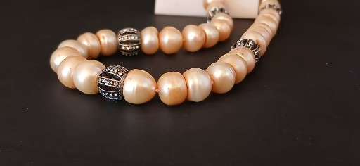 Vintage large champagne colored pearl necklace