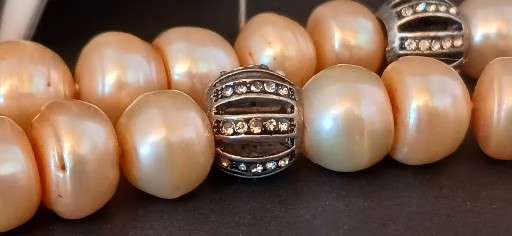 Vintage large champagne colored pearl necklace