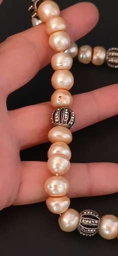 Vintage large champagne colored pearl necklace