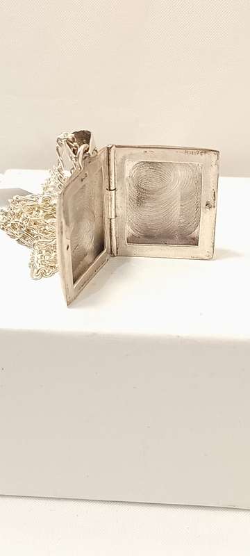 Sterling silver square locket on chain