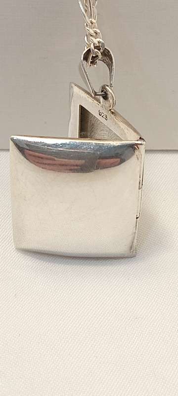 Sterling silver square locket on chain