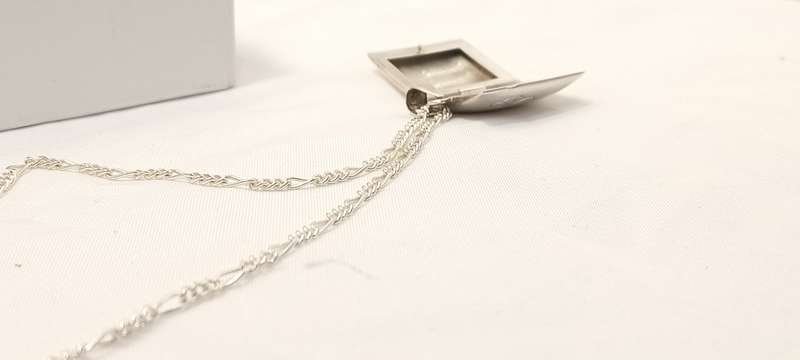 Sterling silver square locket on chain