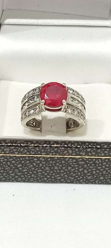 Sterling silver ring with simulated stones