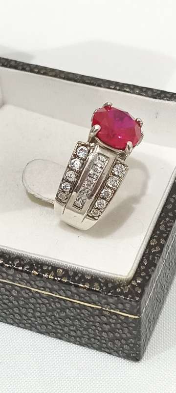 Sterling silver ring with simulated stones