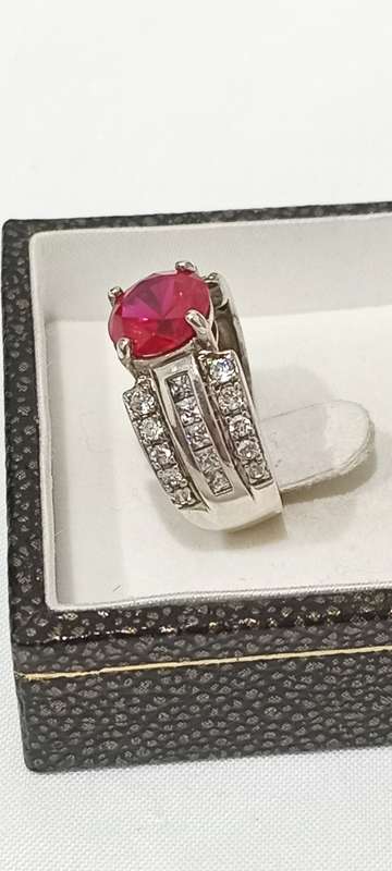 Sterling silver ring with simulated stones