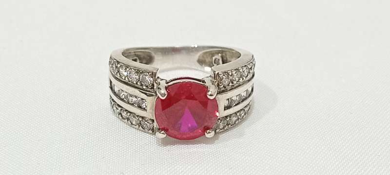 Sterling silver ring with simulated stones