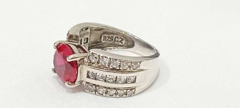 Sterling silver ring with simulated stones