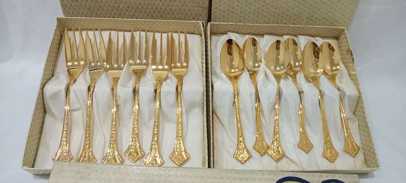 Vintage Eetrite 24k gold plated cutlery  set