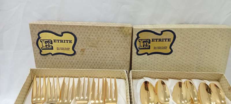 Vintage Eetrite 24k gold plated cutlery  set