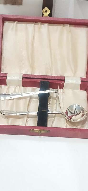 Vintage R&D LD silver plate baby feeding cutlery set