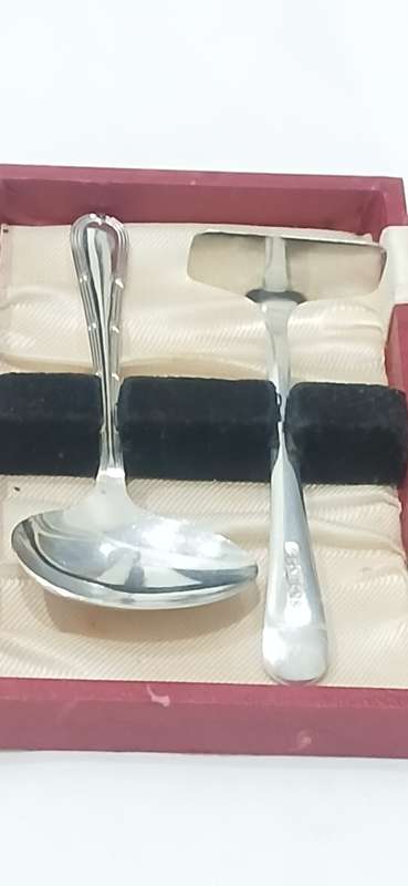 Vintage R&D LD silver plate baby feeding cutlery set