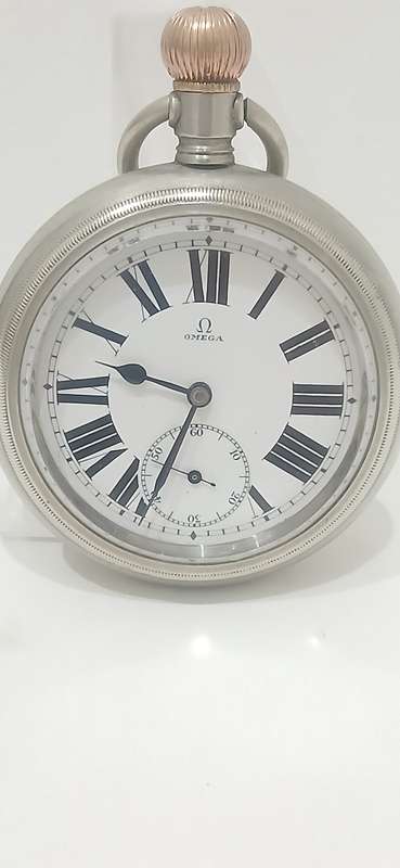 1910 Omega Railroad open face pocket watch