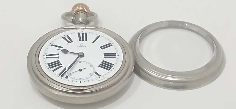 1910 Omega Railroad open face pocket watch