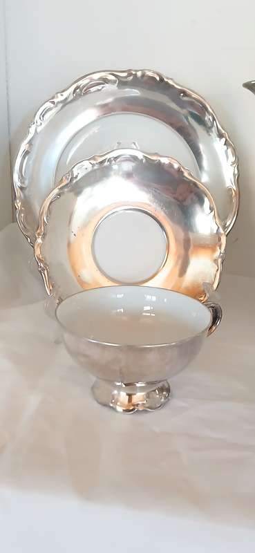 1930s R.W German porcelain with silver overlay teaset