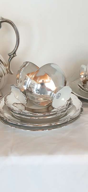 1930s R.W German porcelain with silver overlay teaset