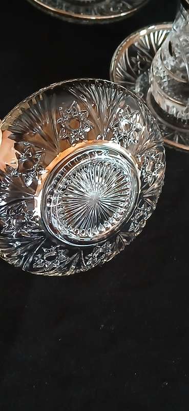 Zafer silver embellished crystal Turkish tea set