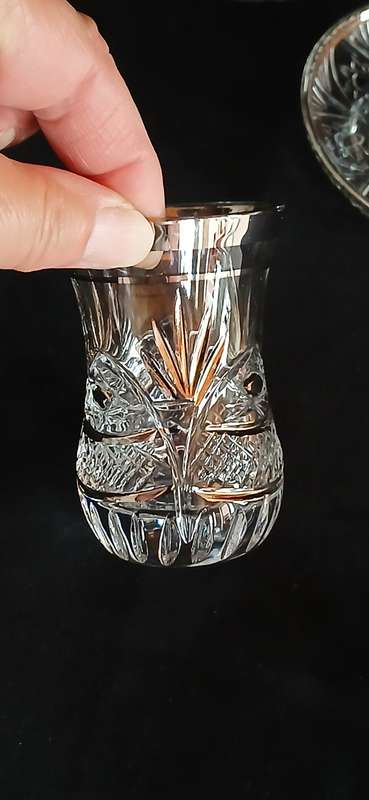 Zafer silver embellished crystal Turkish tea set