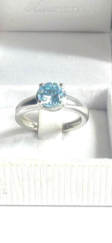 Sterling silver ring with blue zirconia