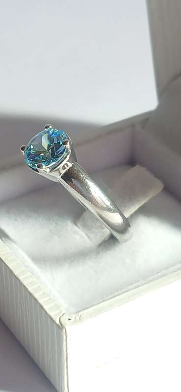 Sterling silver ring with blue zirconia