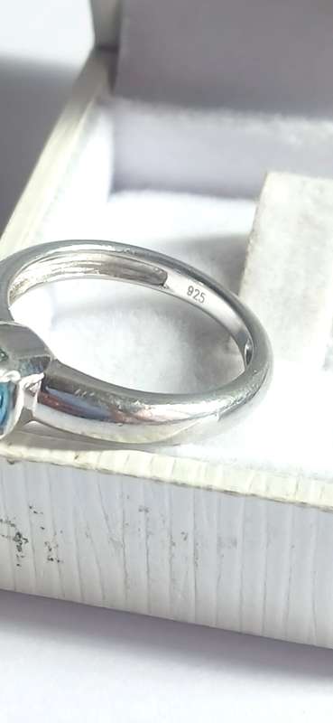 Sterling silver ring with blue zirconia