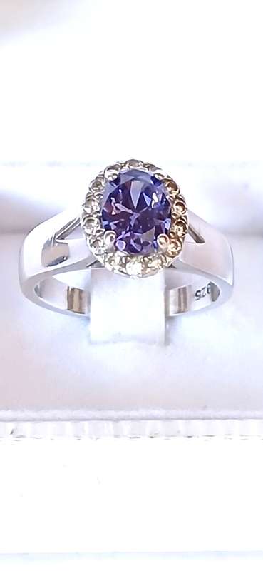 Sterling silver ring with blue zirconia