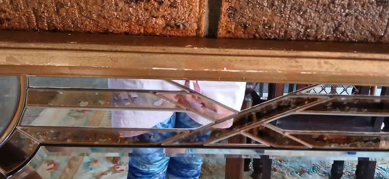 1960s Beveled mirror with wooden frame