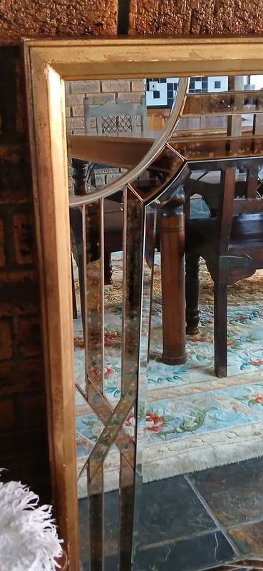 1960s Beveled mirror with wooden frame