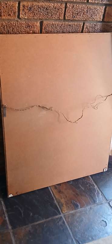 1960s Beveled mirror with wooden frame