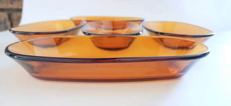 Vintage Duralex amber oblong bowls