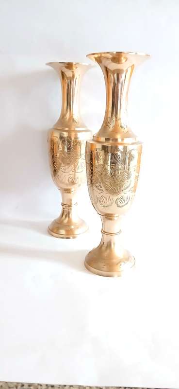 Vintage solid brass vases