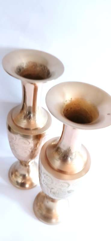 Vintage solid brass vases
