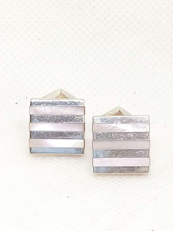 Sterling silver ladies cufflinks with mother of pearl