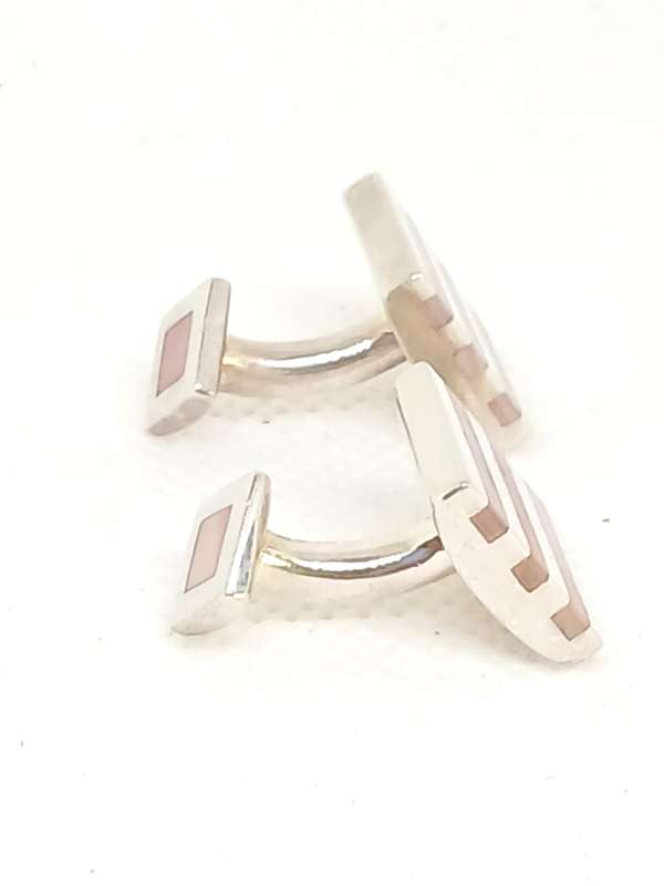 Sterling silver ladies cufflinks with mother of pearl
