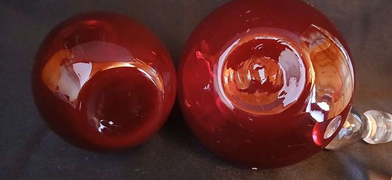 Vintage red hand blown perfume bottles