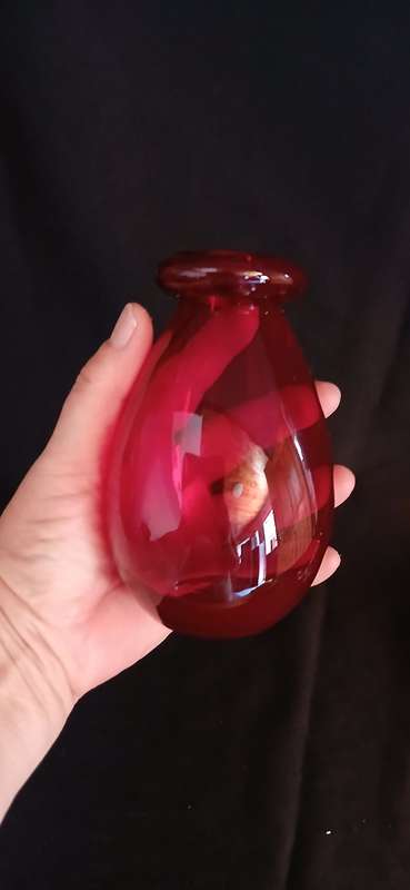 Vintage red hand blown perfume bottles