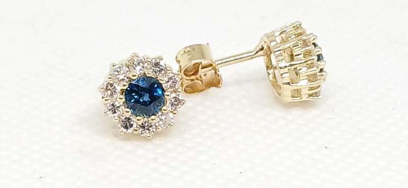 14ct Gold diamond and sapphire earrings