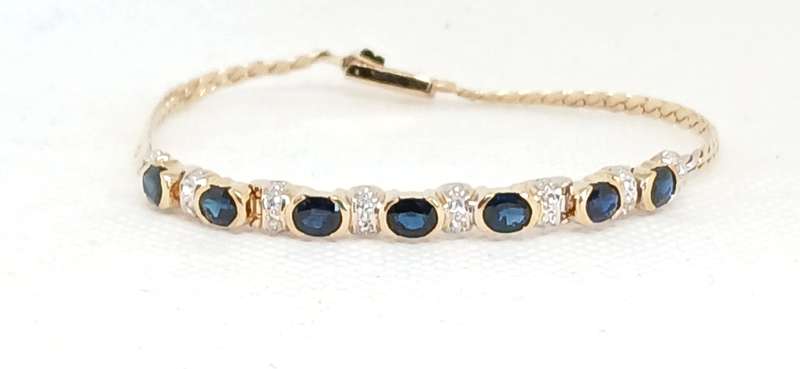 14ct Gold diamond and sapphire bracelet