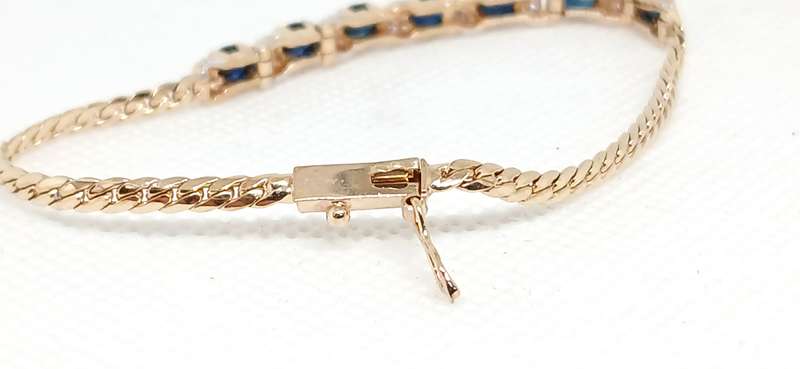 14ct Gold diamond and sapphire bracelet